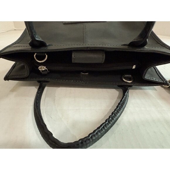 Vintage Fossil Satchel Purse Genuine Leather Black Snap Closure 75082 Handcrafte - Picture 11 of 16